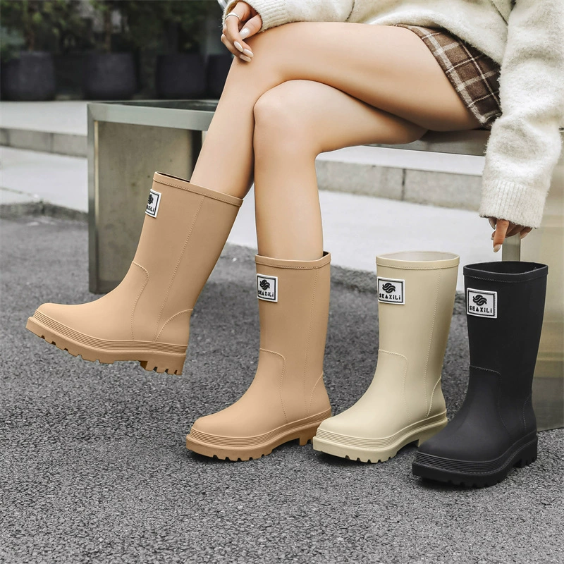 Трансграничная мода резиновые сапоги женские толстые подошвы удобная водонепроницаемая обувь нескользящая кухонная резиновая обувь на улице