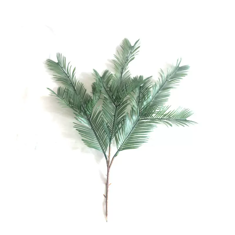 仿真树叶植物三叉枝红豆杉叶紫杉赤柏松叶DIY博物馆摄影装饰批发