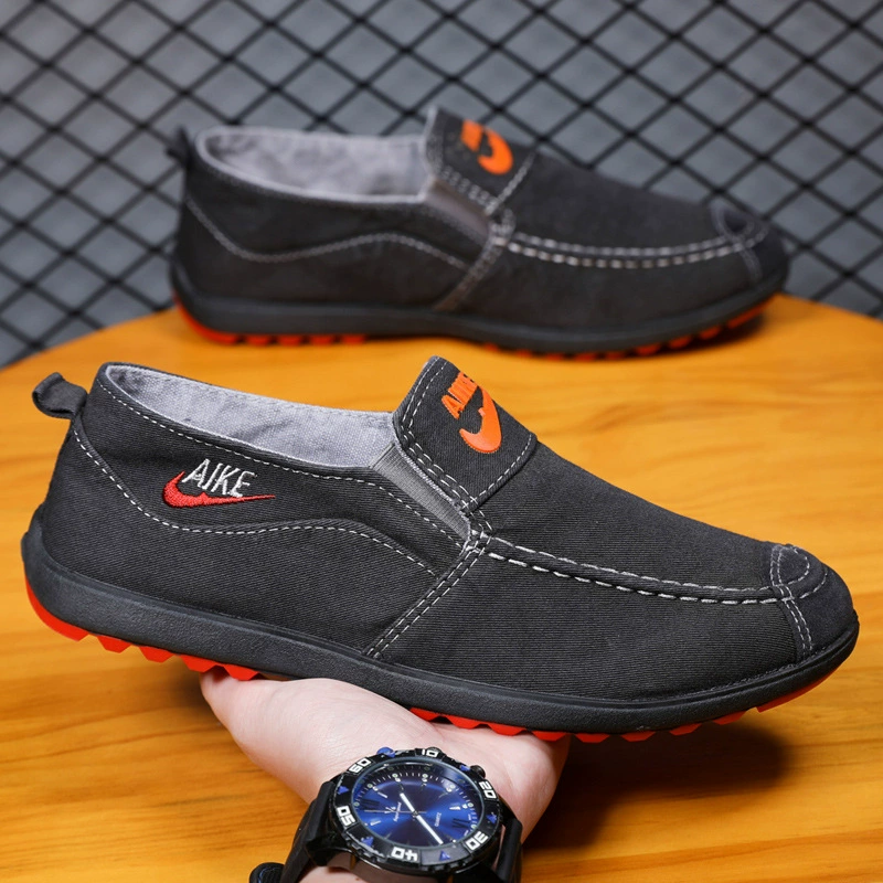 Тканевая обувь Old Beijing, Мужская нескользящая Мягкая подошва, повседневная мужская джинсовая парусиновая обувь, рабочая дышащая обувь, лоферы без шнуровки