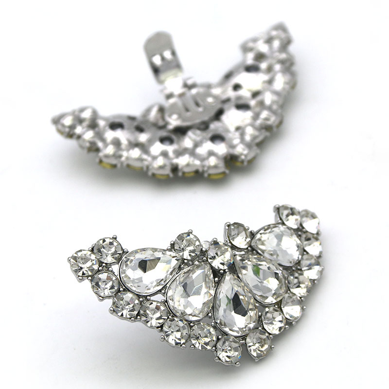 Zapatos de cuero transfronterizos para Mujer Accesorios de tacones altos de flores frontales hebilla de zapatos de cristal zapatos extraíbles decoraciones de flores accesorios de zapatos de señora