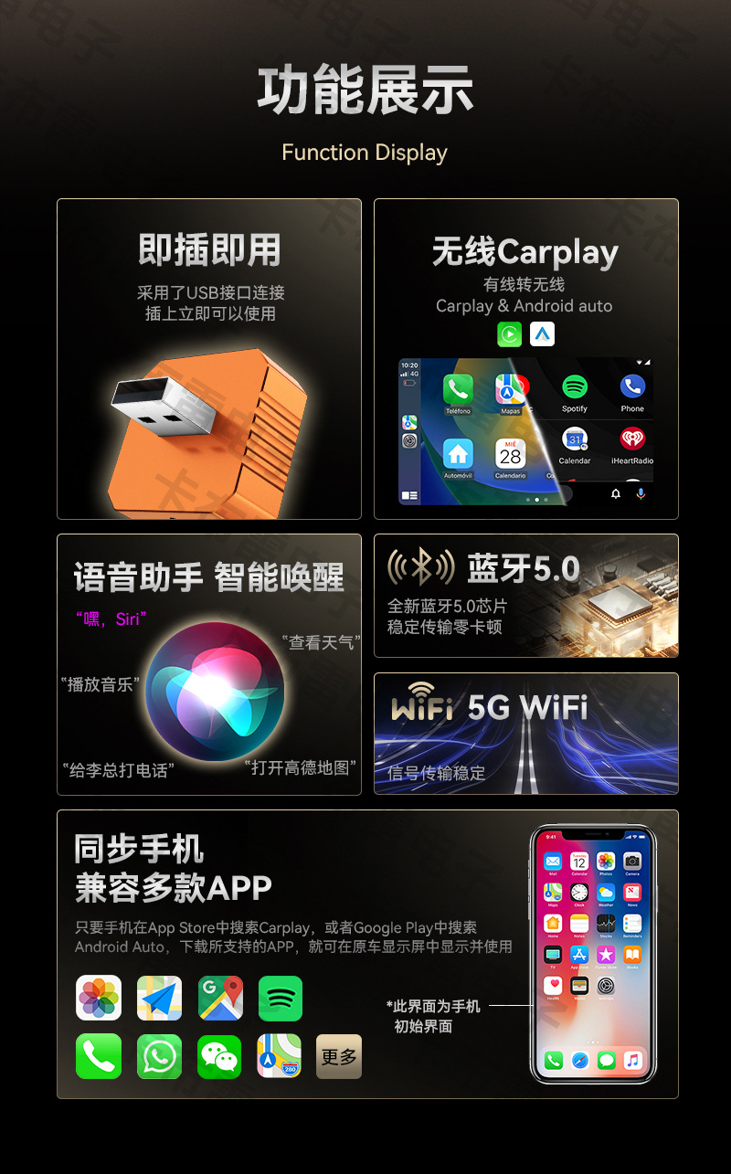 Hot-Selling 2-in-1 Wireless Carplay Module Android Auto Car Connectivity Box Smart Carplay Box