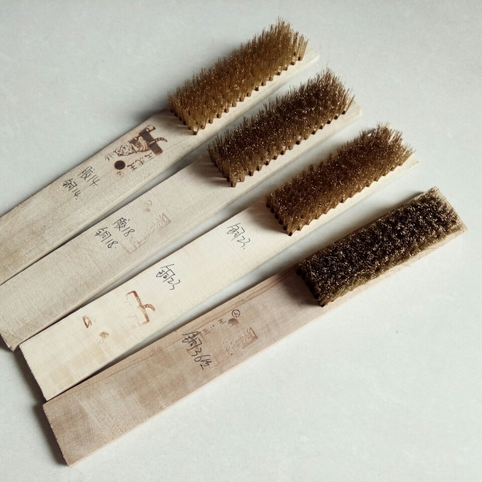 批发玉虎王虎牌纯铜刷铜丝刷钢丝刷除锈刷木柄钢丝刷刷子