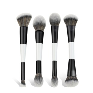 Cross-Border Supply of 4 Double-Ended Foundation Brushes, Loose Powder Brushes, Blush Brushes, Highlight Brushes, Beauty Tools, Contour Brushes, Makeup Brushes