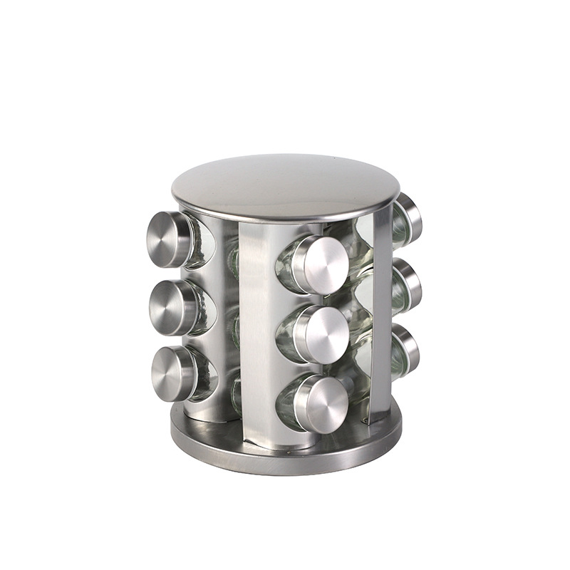 Nuevo europeo y americano inoxidable hierro tarro condimento almacenamiento rack cocina suministros condimento botella de almacenamiento estante giratorio condimento fábrica