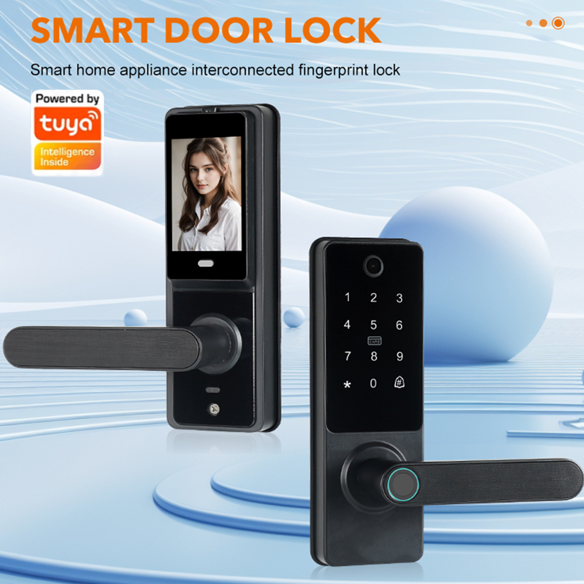 跨境单舌全自动指纹门锁公寓防盗密码刷卡锁蓝牙通通APP房门锁