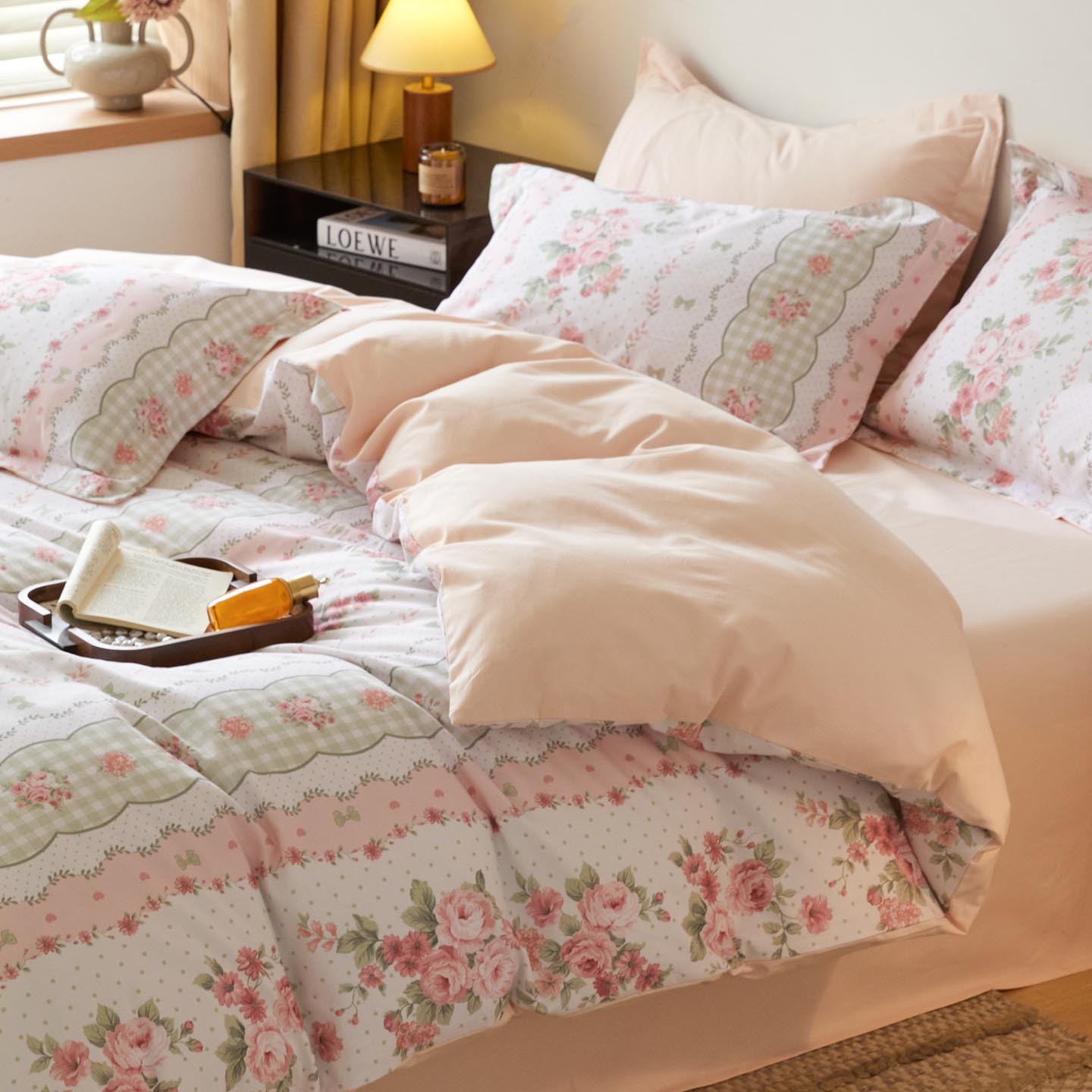 Algodón grueso de cuatro piezas, sábanas de algodón lavado con agua, dormitorios de estudiantes, tres piezas