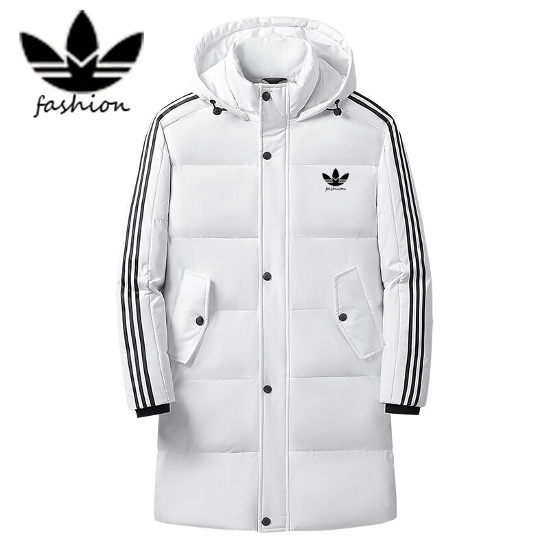 Cross-Border Men's Clothing 2025 Winter Classic Three-Stripe Mid-Length down Jacket Thickened and Warm Student Couple Coat for Women