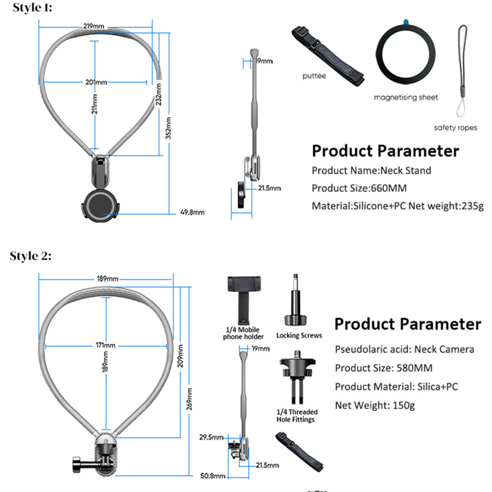 Transfronterizo nuevo cuello colgante de teléfono móvil en vivo soporte de disparo Vlog aspirador cuello colgante de teléfono POV Phone Holder