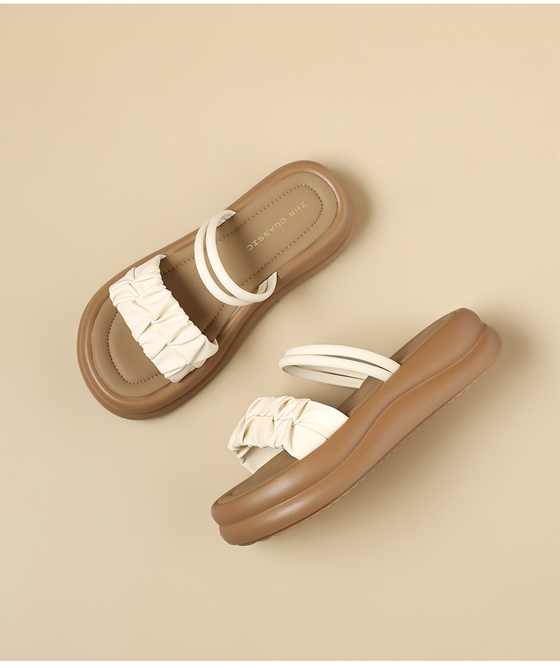 Dép sandal nữ xỏ ngón đế dày phong cách Hàn Quốc — M709 Màu be chi tiết 21