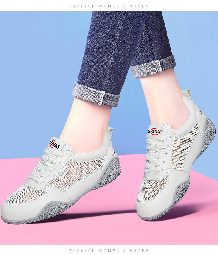 Giày sneaker nữ da thật trắng lưới thoáng khí đế mỏng mùa hè 2025 — Gạo xám L1070KAY, TrắngL1070KAY chi tiết 11