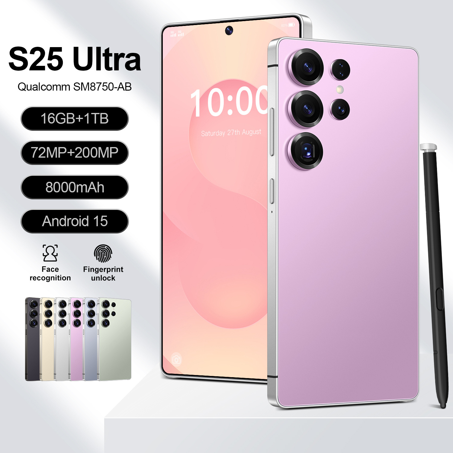 Teléfono móvil 4G S25Ultra, superventas transfronterizo, smartphone de 7.3 pulgadas, 4G+64GB, octa-core, Android 10, venta al por mayor de fábrica