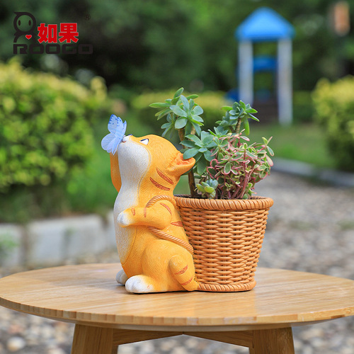 Original cartoon courtyard balcony panda resin large flower pot micro landscape gardening succulent potted decorative flower pot flower pot