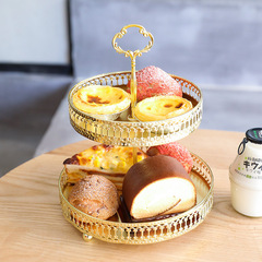 北歐輕奢鑰匙收納擺件梳妝檯桌面臥室網紅化妝品雙層置物架裝飾品