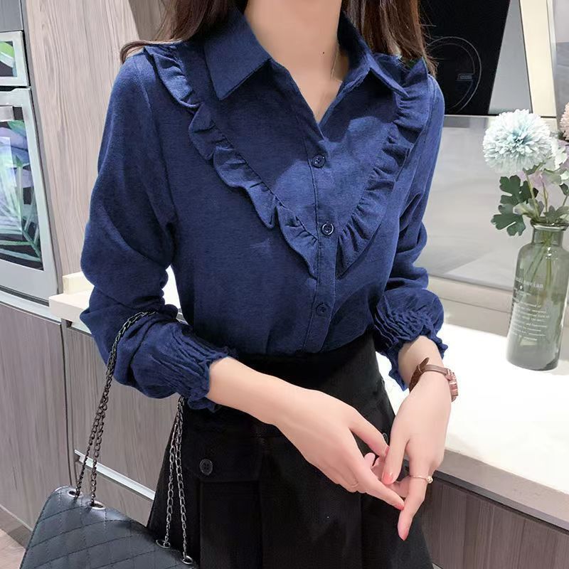 加绒加厚红色秋冬新款灯笼袖时尚长袖衬衫女宽松内搭衬衣外套保|undefined
