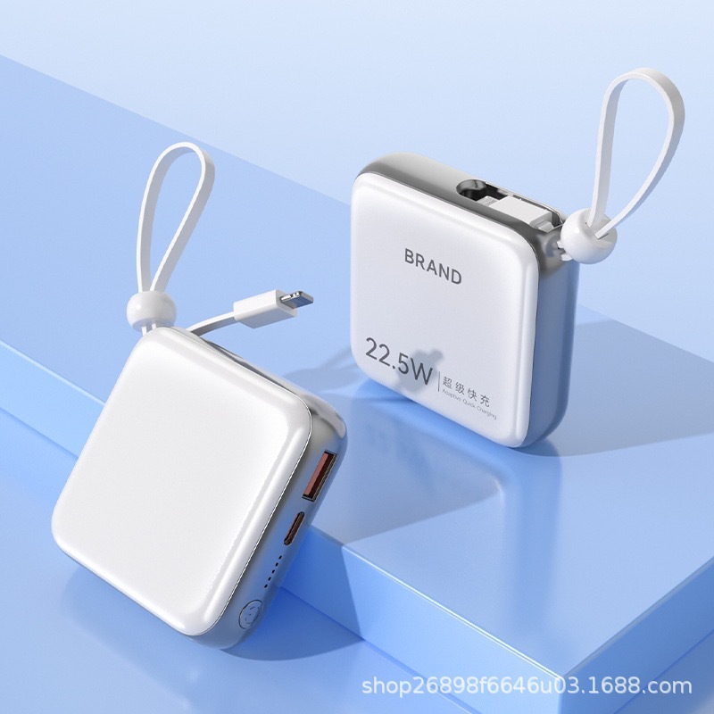 新しい 10000 mAh コード付きパワーバンク 20W 急速充電 PD 大容量超薄型コンパクトポータブル電源|undefined