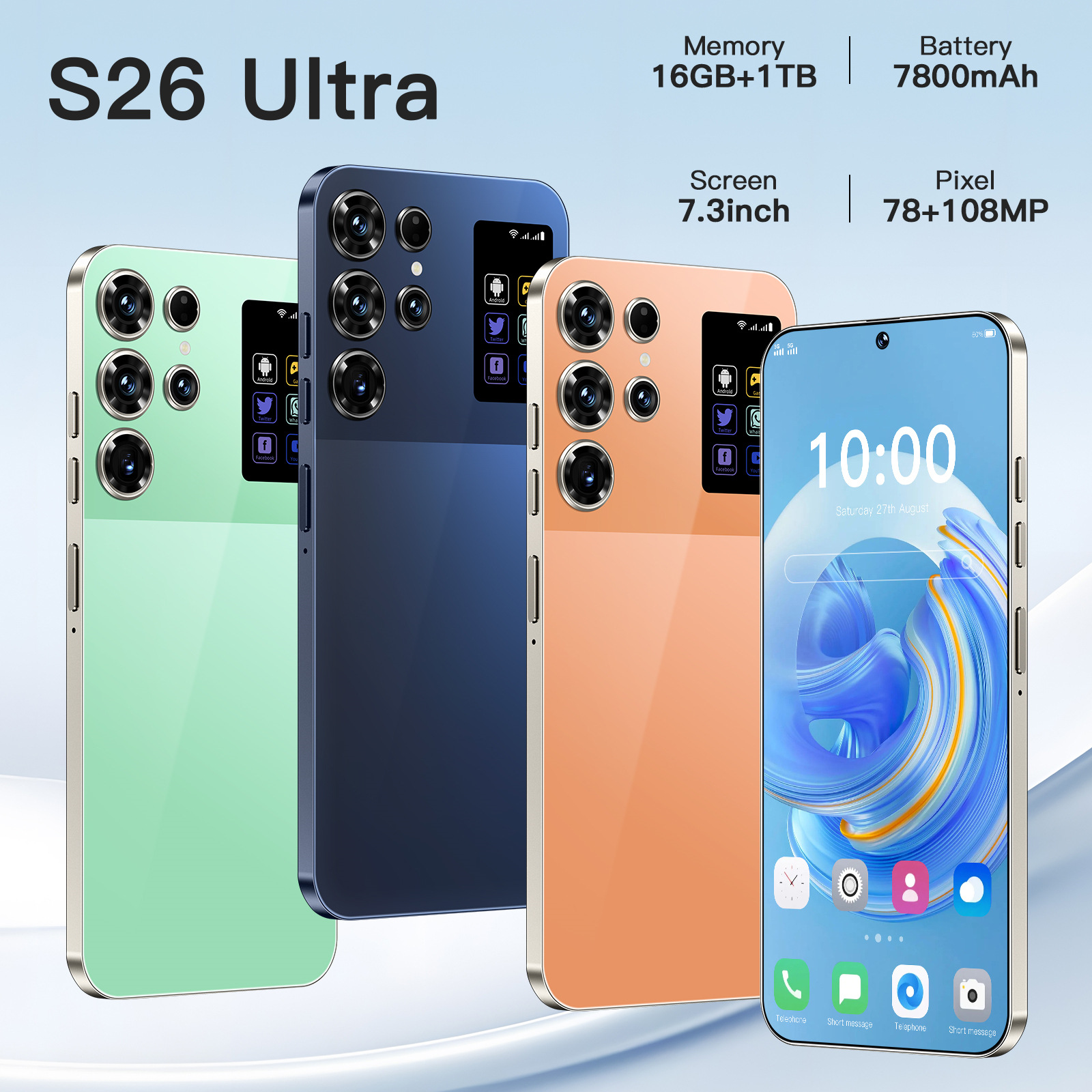 Teléfono Inteligente Android S26 Ultra 16GB+1TB de 7.3 Pulgadas