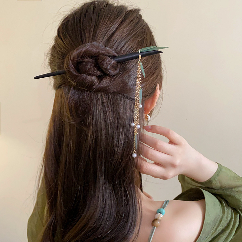 Nuevo estilo chino flor horquilla temperamento espalda Cabeza bola palillos simple madera updo pelo headwear moda nacional accesorios para el cabello para las mujeres