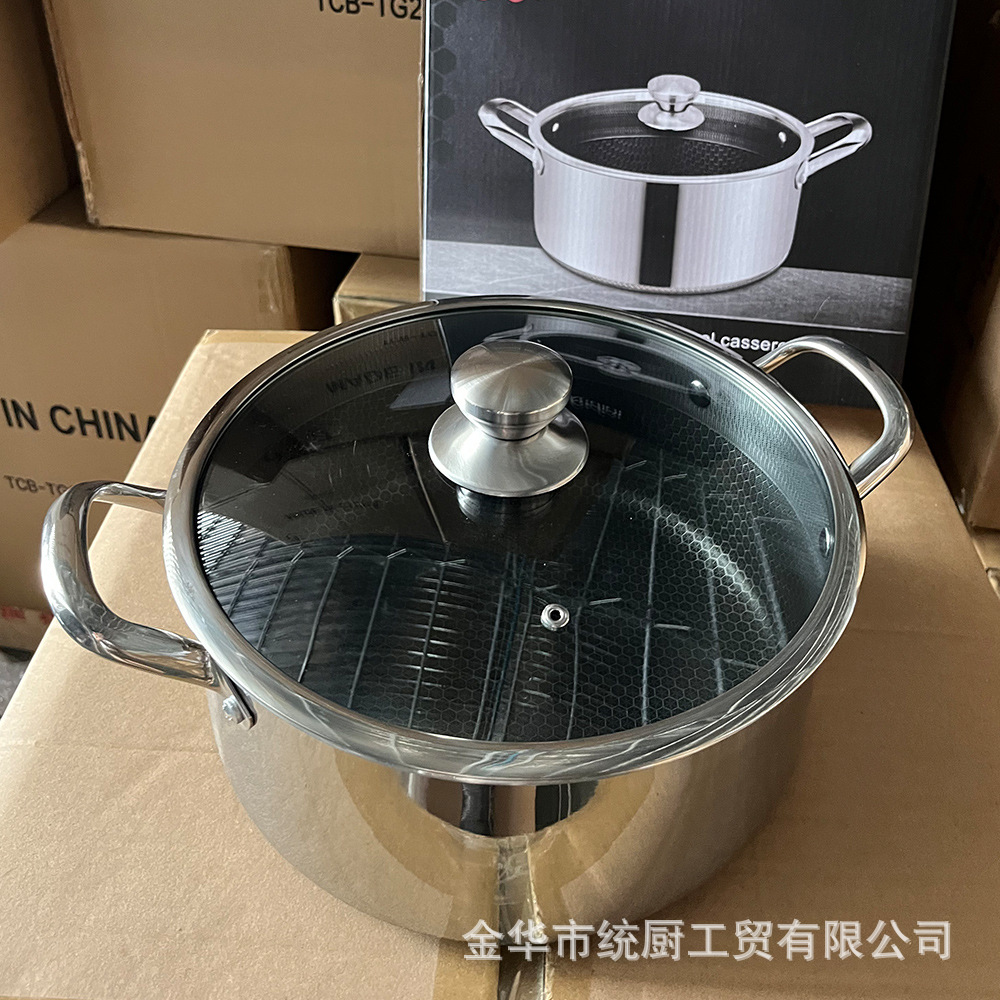 제조 업체 도매 저렴한 가격 316 3 층 스테인레스 스틸 수프 냄비 비 스틱 양각 벌집 스튜 냄비 가정용 스튜 냄비