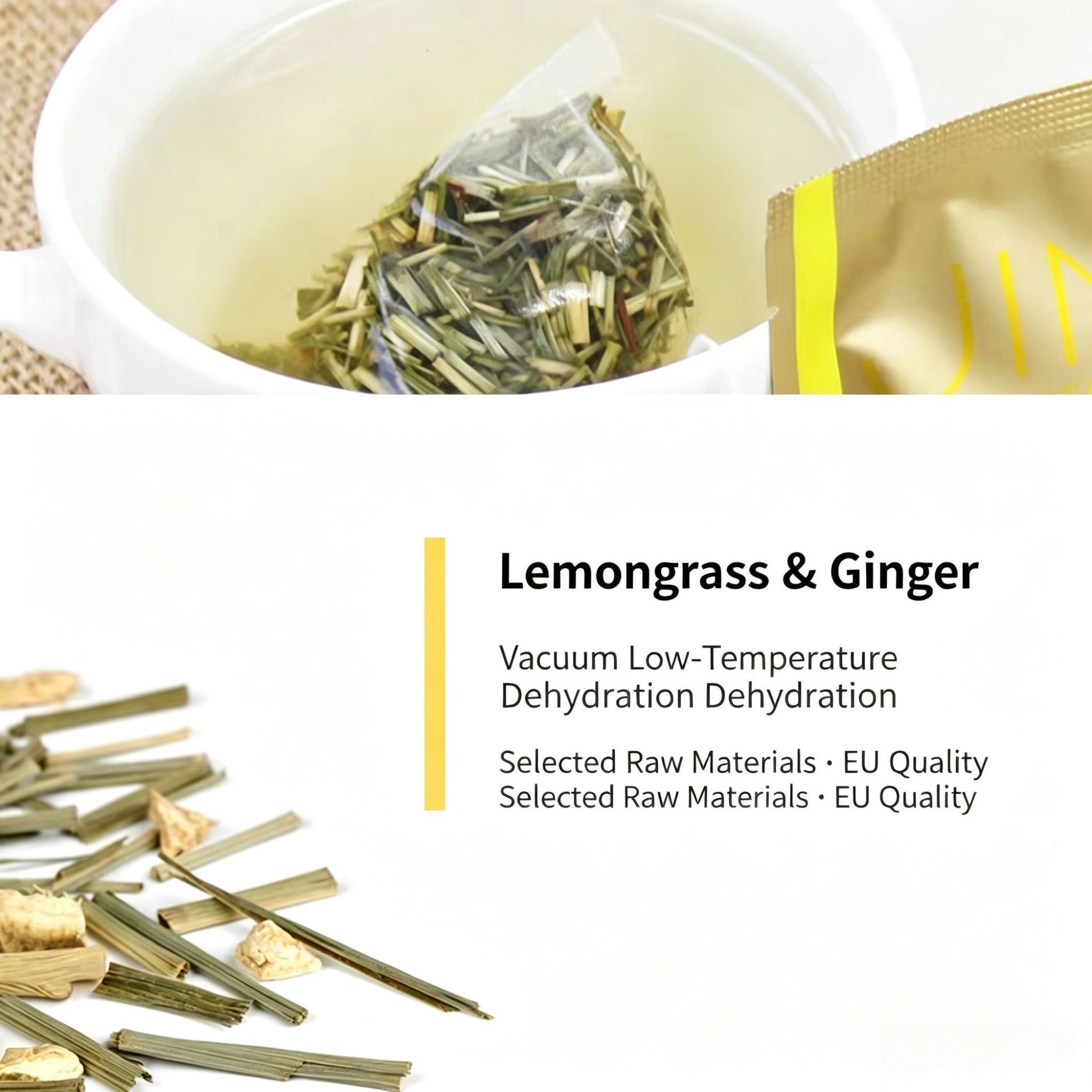 Lemongrass Turmeric Ginger Tea Bags 2g x 30 Cold Brew Herbal Tea Sugar Free overview
