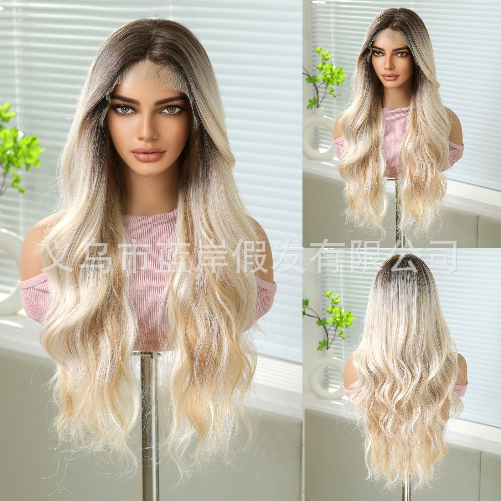 Nuevo producto gradiente gris color popular estilo europeo y americano 13*6 peluca de encaje de área grande costura libre transpirable y cómodo tocado