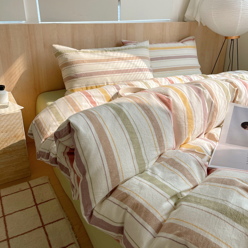 Cama de lavado de algodón de clase A, cuatro piezas de sábanas de algodón de lavado, colchón de cama, dormitorio de estudiantes, tres piezas de cuatro temporadas