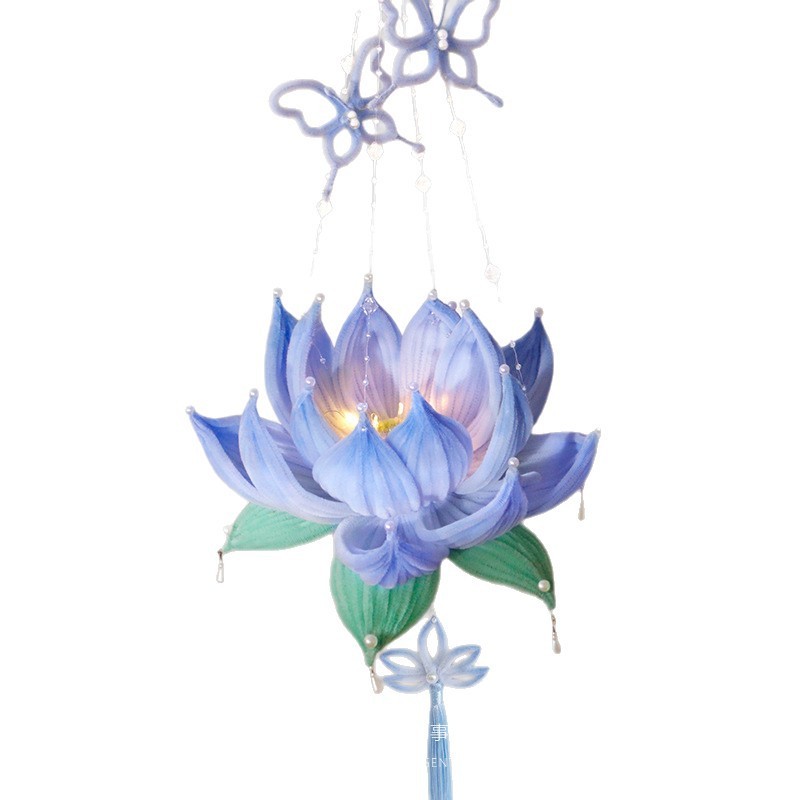 中秋节灯笼手工diy材料包荷花灯手提发光莲花灯自制小兔子灯笼批|undefined