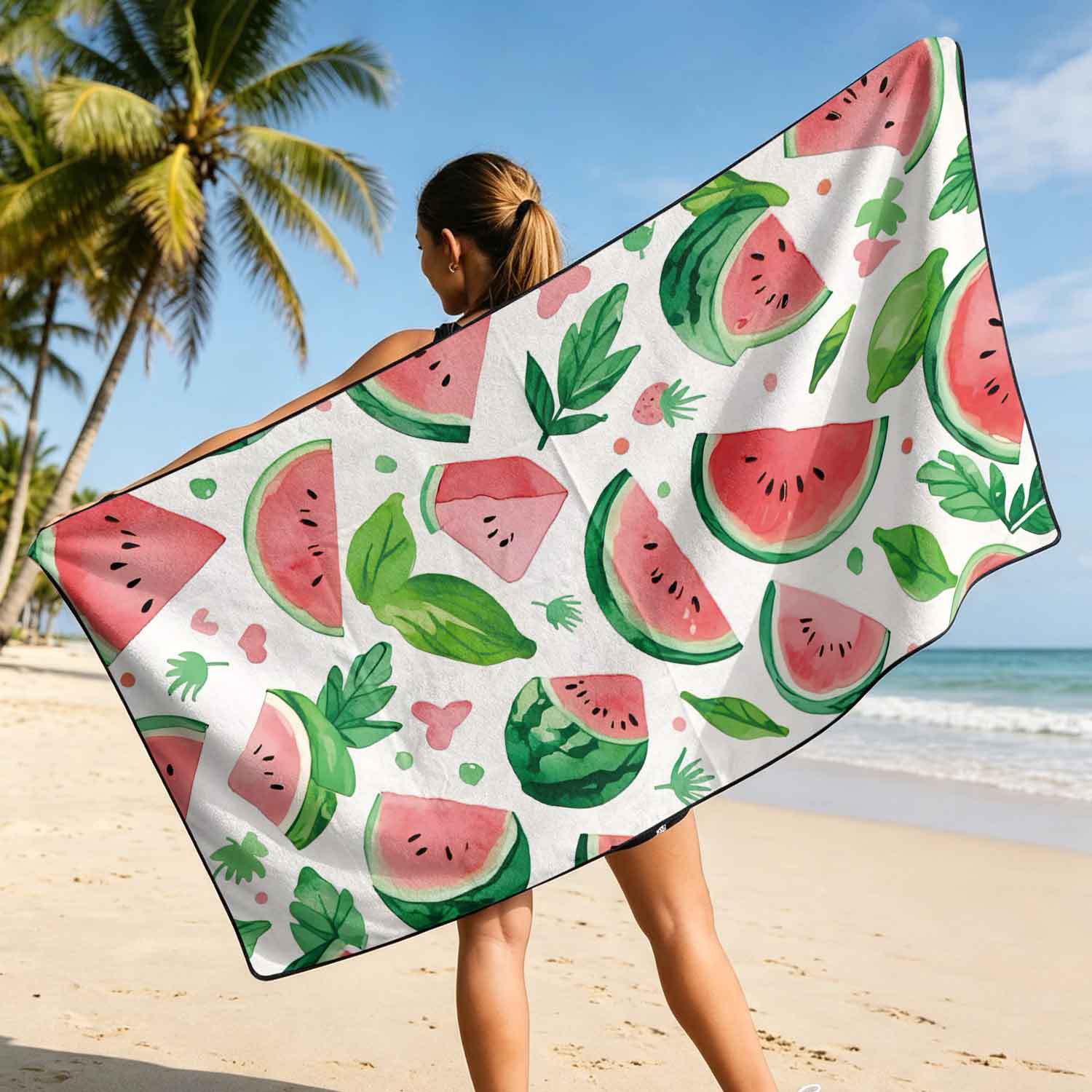 Printed bath towel and car seat cover 2-in-1, ultra-fine fiber outdoor beach and car dual-use universal seat cushion