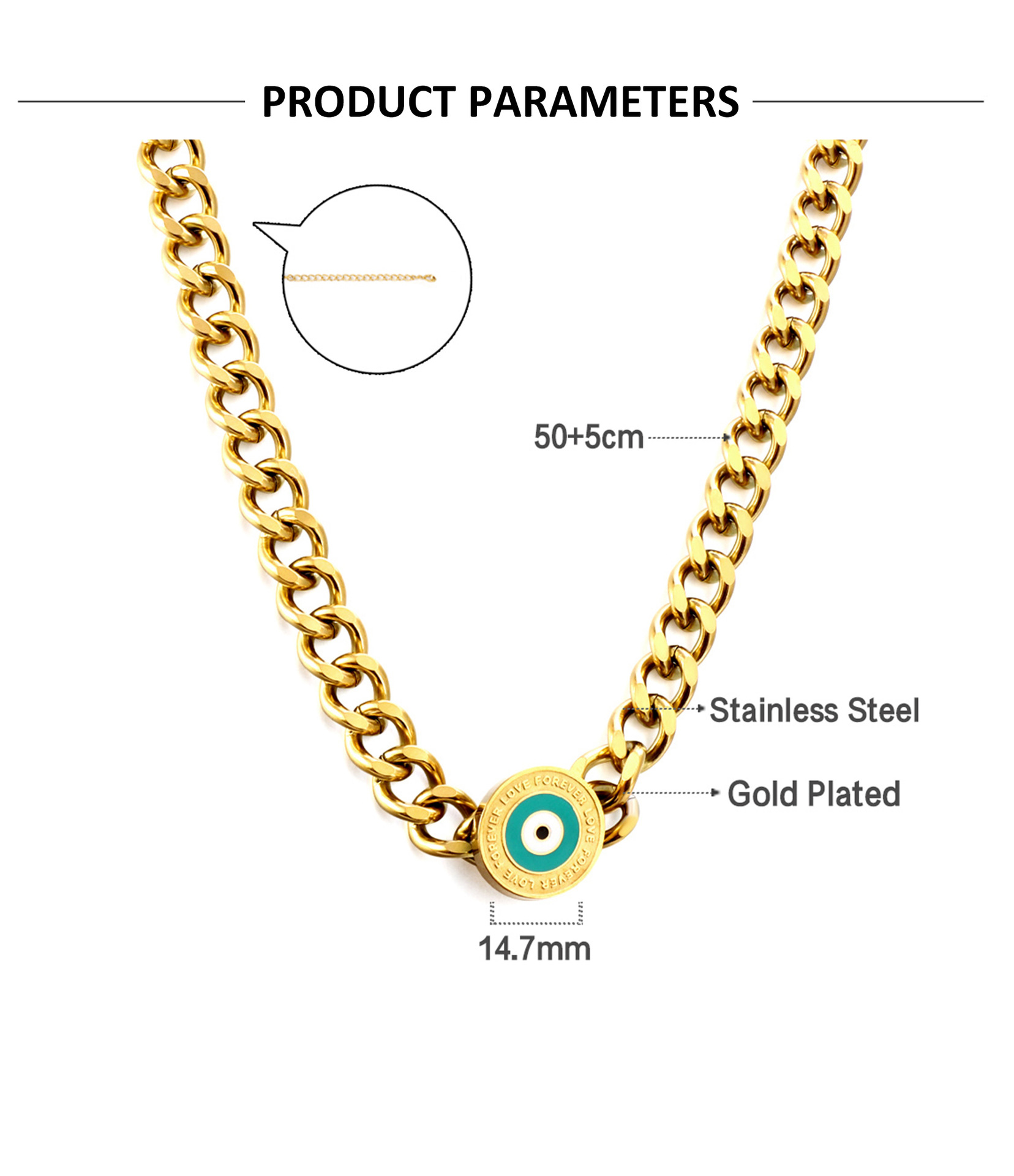 Retro Devilu0027S Eye Stainless Steel Enamel Necklace 1 Piece