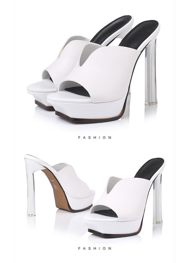 Sandal cao gót nữ hở mũi đế xuồng chống thấm, gót pha lê thời trang — Màu đen chi tiết 25