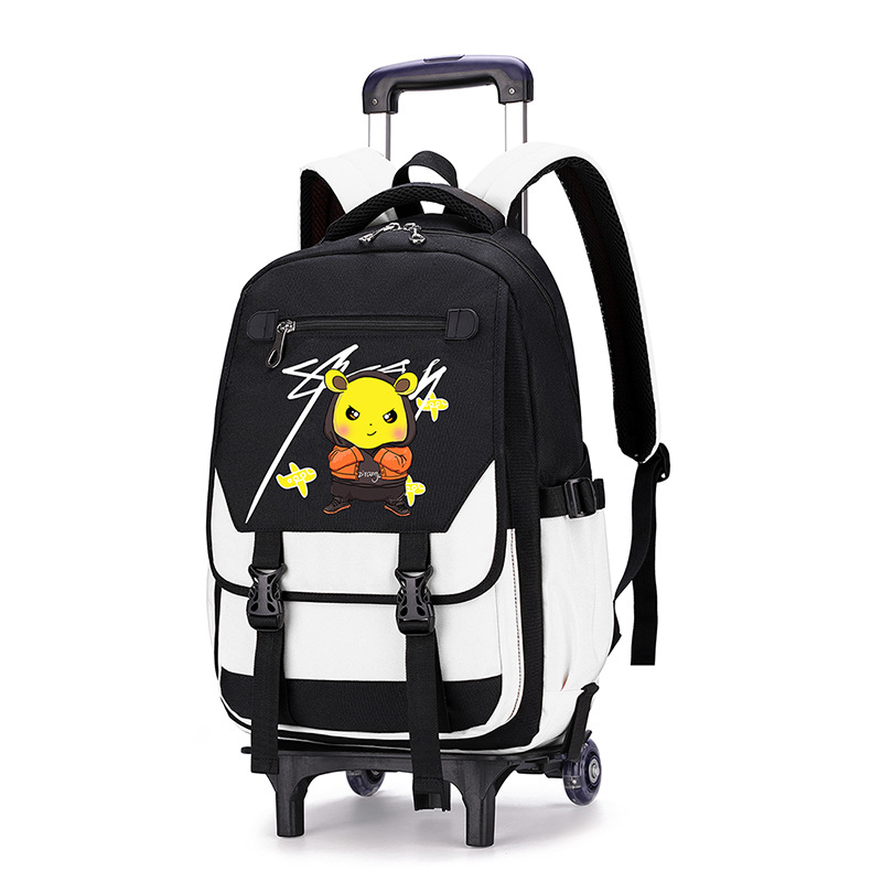 Peces naturales de una pieza de entrega de dibujos animados carro mochila 2-6 Grado de seis ruedas escalera al por mayor imprimible LOGOTIPO