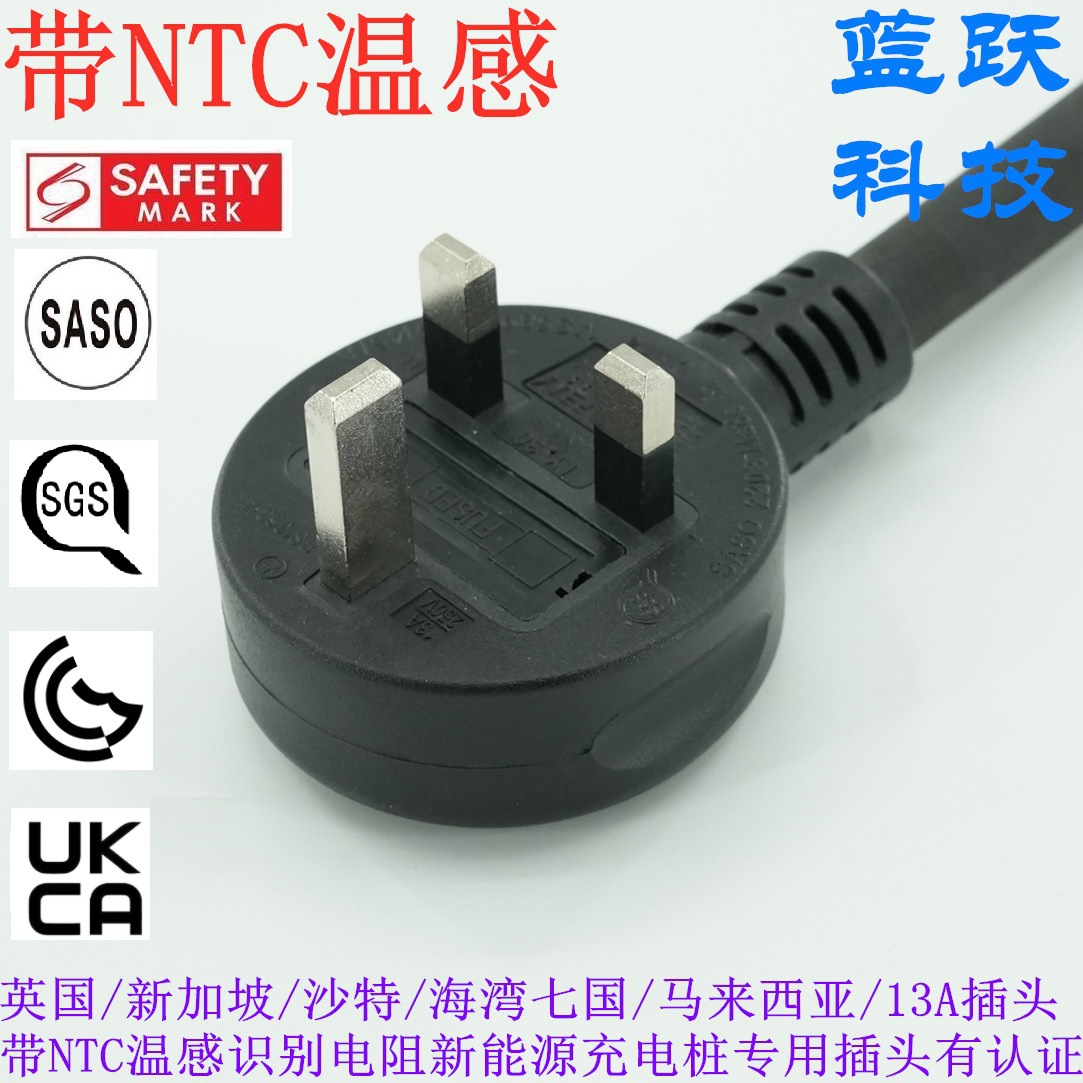 带NTC温感识别电阻新加坡插头电源线充电桩专用有PSB认证