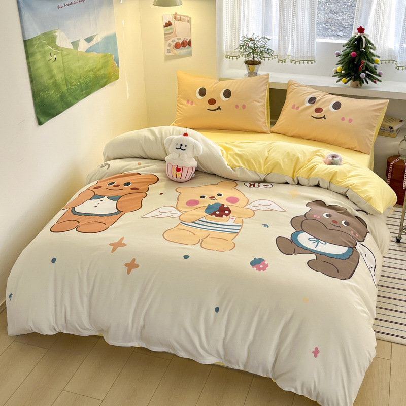 卡通ins风大板数码床上四件套A类母婴级儿童房被套学
