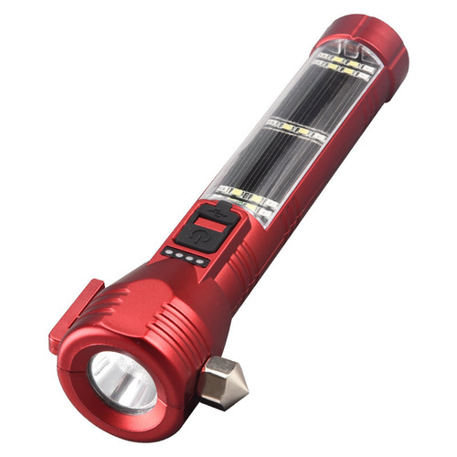 Cross-border vehicle safety break-in hammer emergency flashlight solar flashlight strong light magnetic multifunction compass