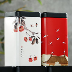 Hejing 125g half catty tea tin can Chinese style creative green tea black tea Pu'er tea square tinplate can