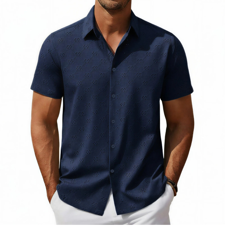 Herren Jacquard Hemd Mit Kurzem Arm Für Den Sommer_voghion.com