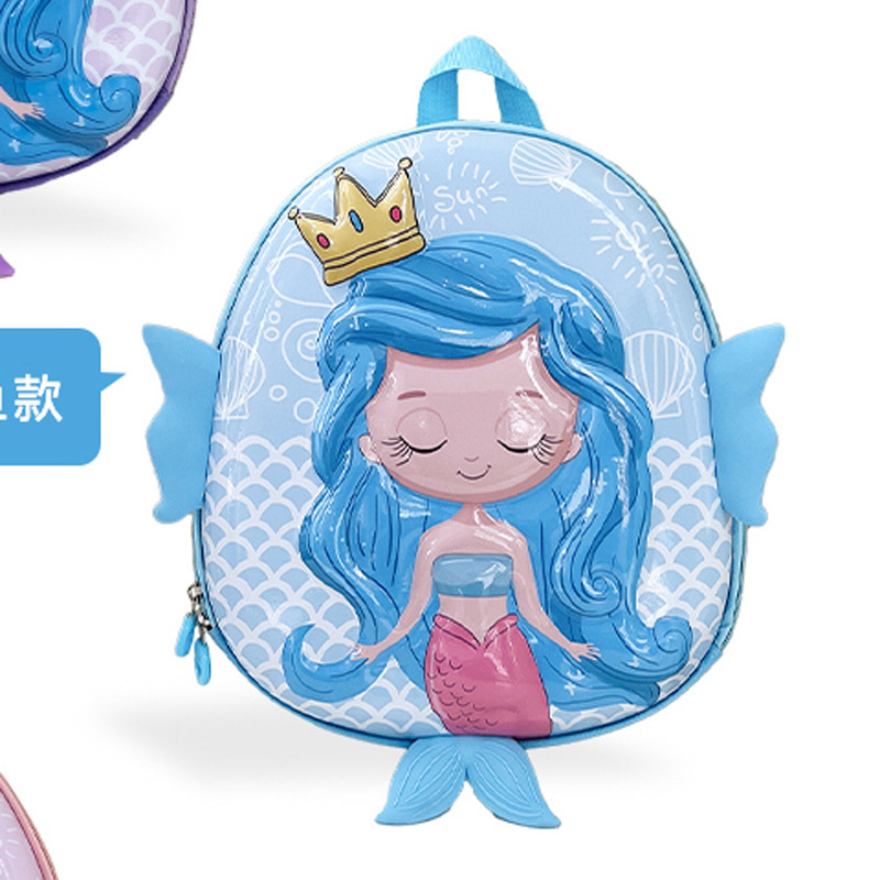 Mochila de jardín de infantes de dibujos animados nueva mochila para niños de 2 - 5 años de edad, mochila de cáscara de huevo de sirena encantadora