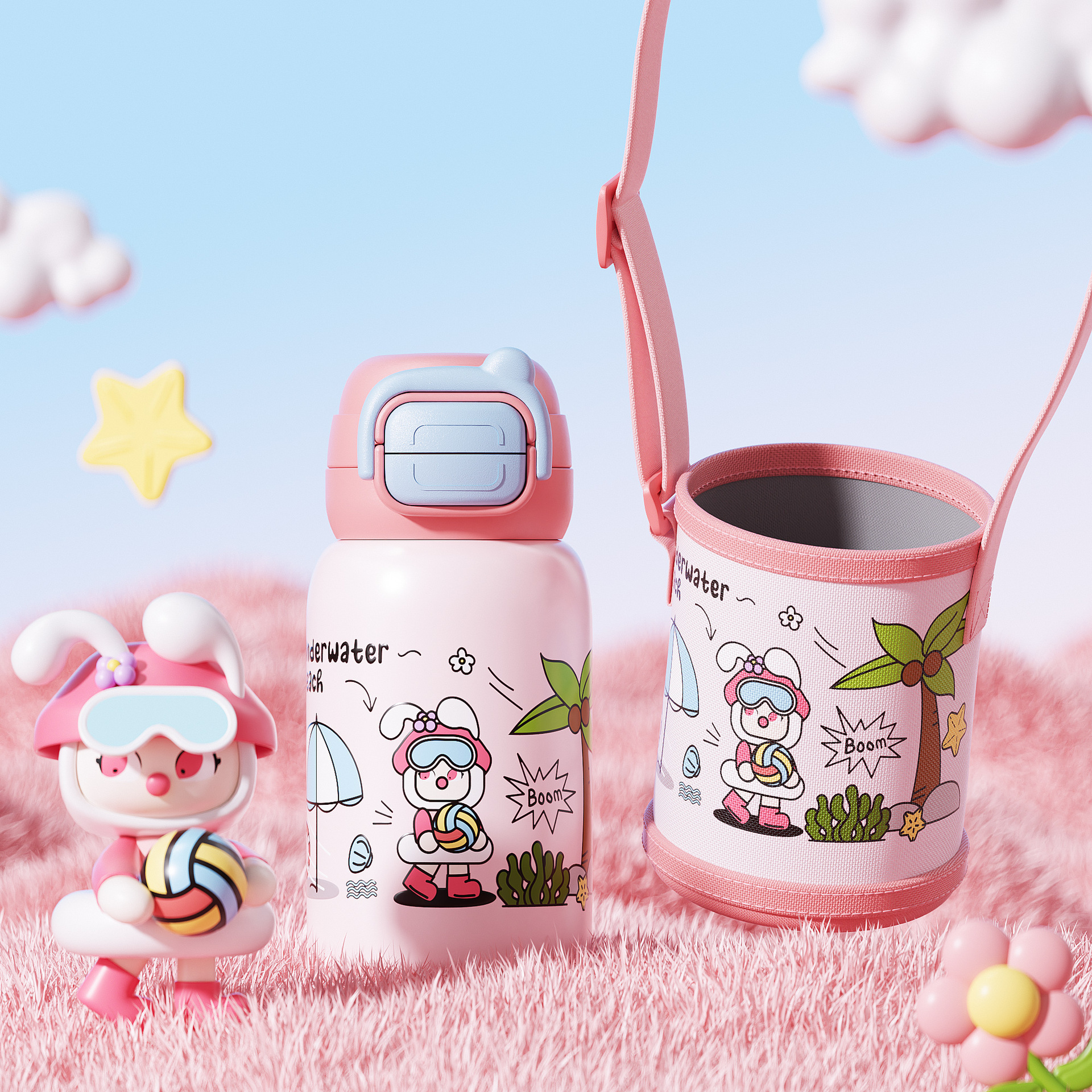 Taza de calentamiento para niños rojo de alta cara caricatura encantadora para bebés de bebés de dos bebidas taza de paja de acero inoxidable 316