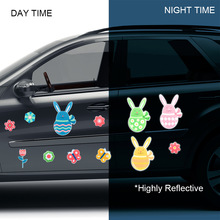 厂家批发跨境复活节磁吸夜间反光车贴彩蛋兔子车身车尾警示装饰贴