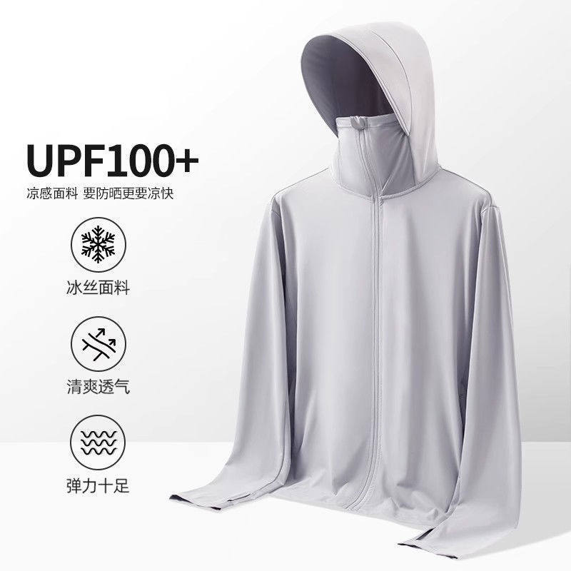 Outdoor Sports Ice Silk Sun Protection Clothing Men's Summer Big Hat Brim UV Protection Sun Protection Clothing Thin Breathable Fishing Jacket