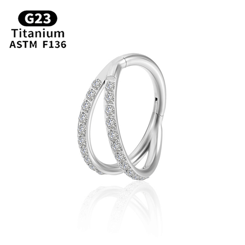 Inlay Design 1 Piece Nose Rings & Studs Streetwear Geometric G23 Titanium Inlay Nose Rings & Studs Nose Pin