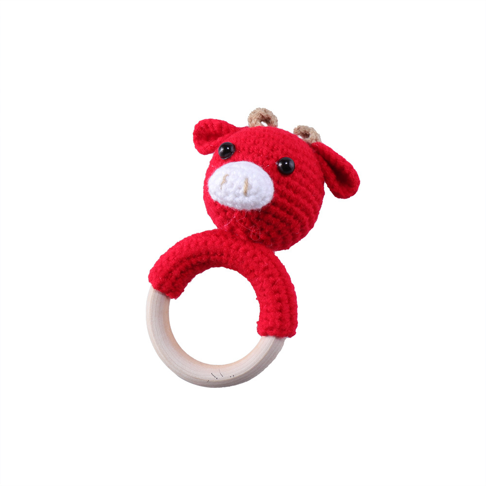 Baby Knitted Rattle Bell Wooden Ring Sounding Rattle Toy Rattle Toy Baby Soothing Doll Hand Crocheted Weaving display picture 34