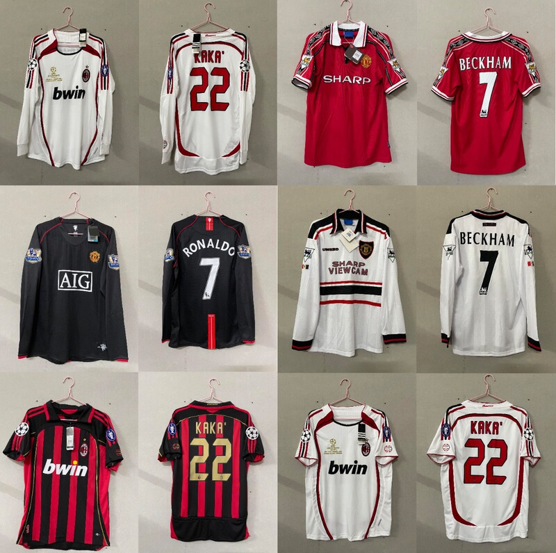 0708 Retro Manchester United Long-Sleeved No. 7 Ronaldo 0607Ac Main Bus Jersey No. 22 Kaka Football Uniform Shirt