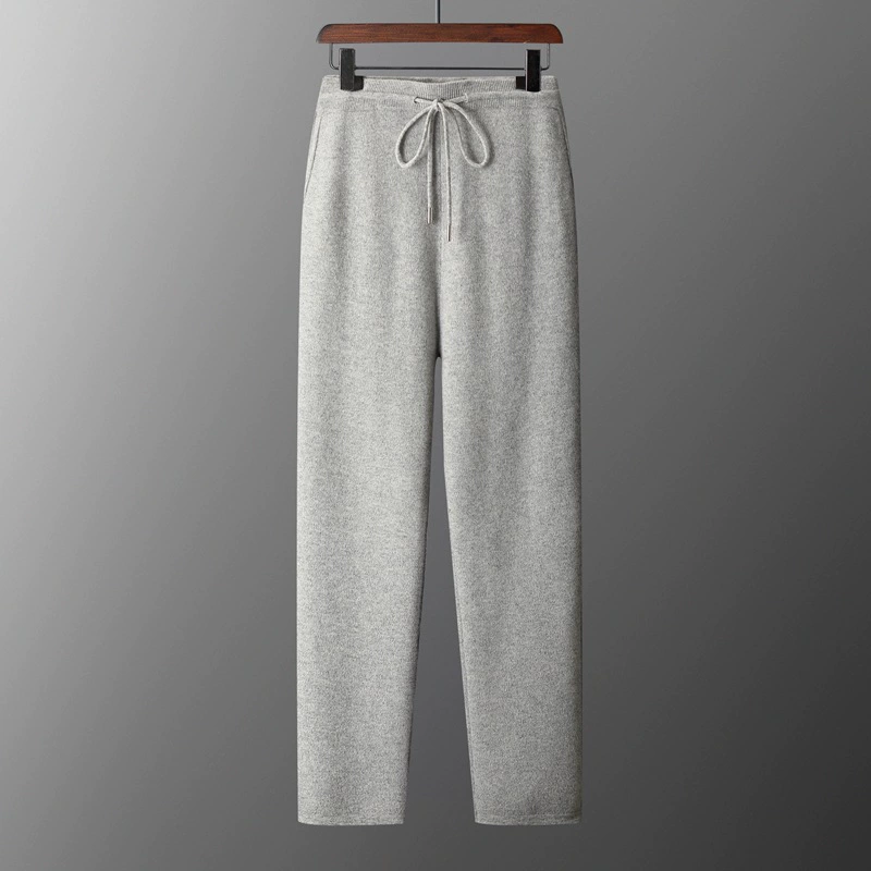 Четыре плоских слоя воздуха утолщены осенью и зимой новая повседневная свободная высокая талия, свисшие шерстяные брюки для мужчин