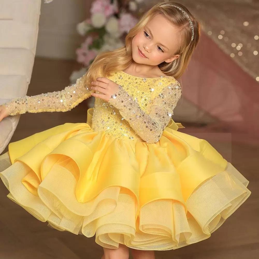 Vestido de niños de comercio exterior europeo y americano vestido de princesa pettiskirt vestido de rendimiento de piano vestido de malla de lentejuelas para niños