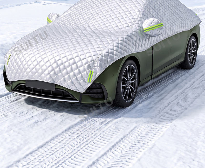Car windshield snow cover, winter thickened frost and freeze protection, sunshade, and heat insulation half-car cover