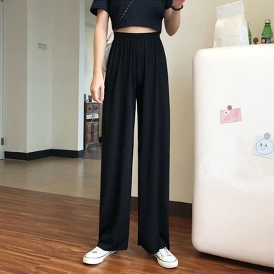 Quick drying pants Little leisure time Broad leg trousers student Korean Edition Straight Versatile Drape Mopping the floor Spring and summer