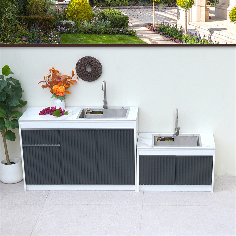 Outdoor Aluminum Alloy Slate Countertop Wash Basin Integrated Villa Garden Sink Outdoor Kitchen Workbench Sink Outdoor Aluminum Alloy Slate Countertop Wash Basin Integrated Villa Garden Sink Outdoor Kitchen Workbench Sink