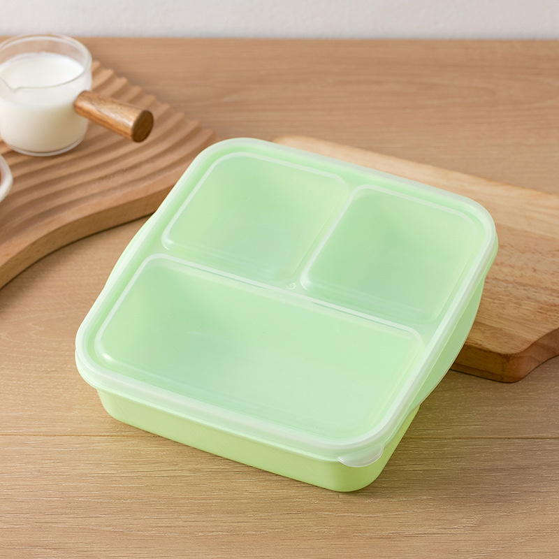 Caja de almuerzo de oficina sellada con caja de almuerzo para estudiantes tres particiones con cubierta caja de preservación fresca puede calentarse por microondas caja de almuerzo