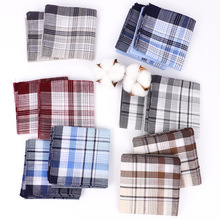 亚马逊热卖男士老年人用多款式格子棉质手帕手绢方巾