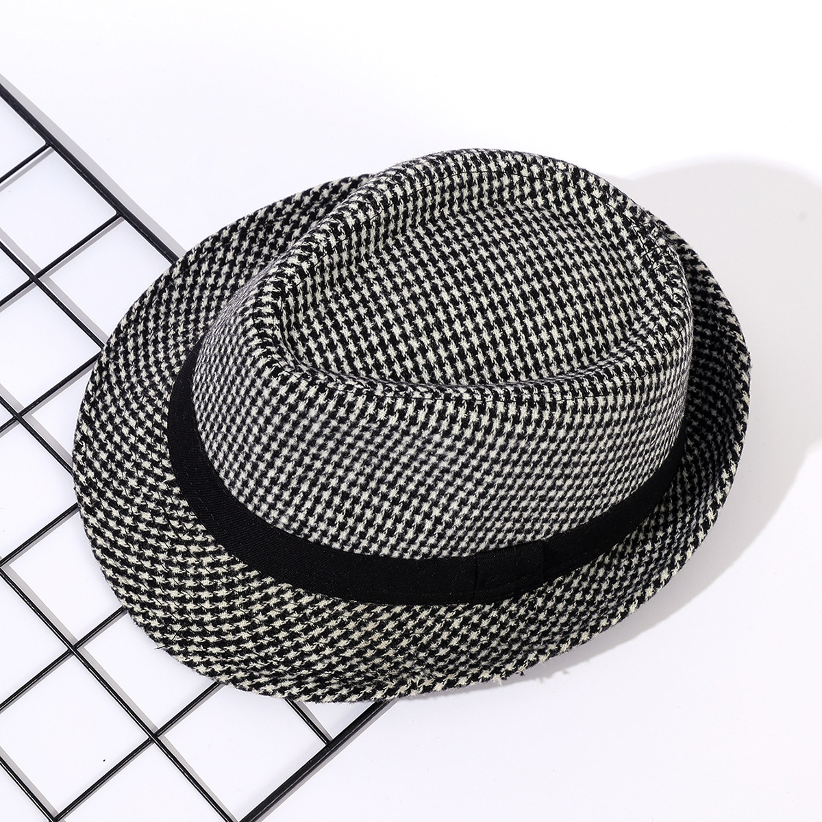 Otoño e Invierno nuevos hombres de lana sombrero superior británico retro moda Plaid Jazz sombrero Caballero sombrero